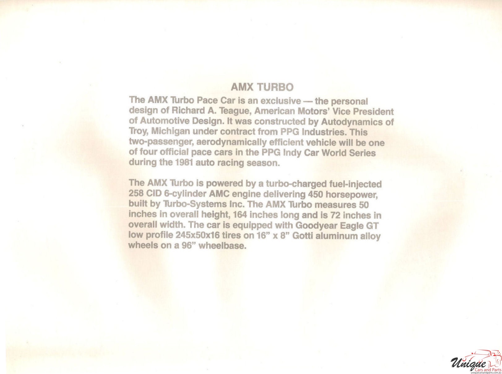 1981 AMC AMX Turbo Flyer Page 1